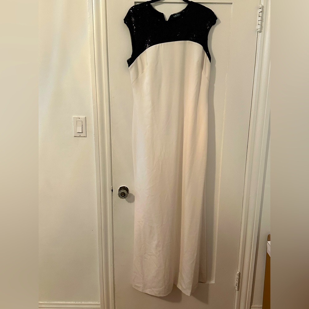 Lauren by Ralph Lauren Evening Gown- Black Sequin and Ivory